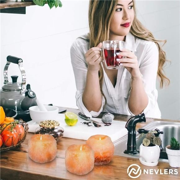 6Pack Pure HimalayanSalt Candle Holders |2.5lbs Natural Himalayan Salt TeaCandle - Picture 2 of 7